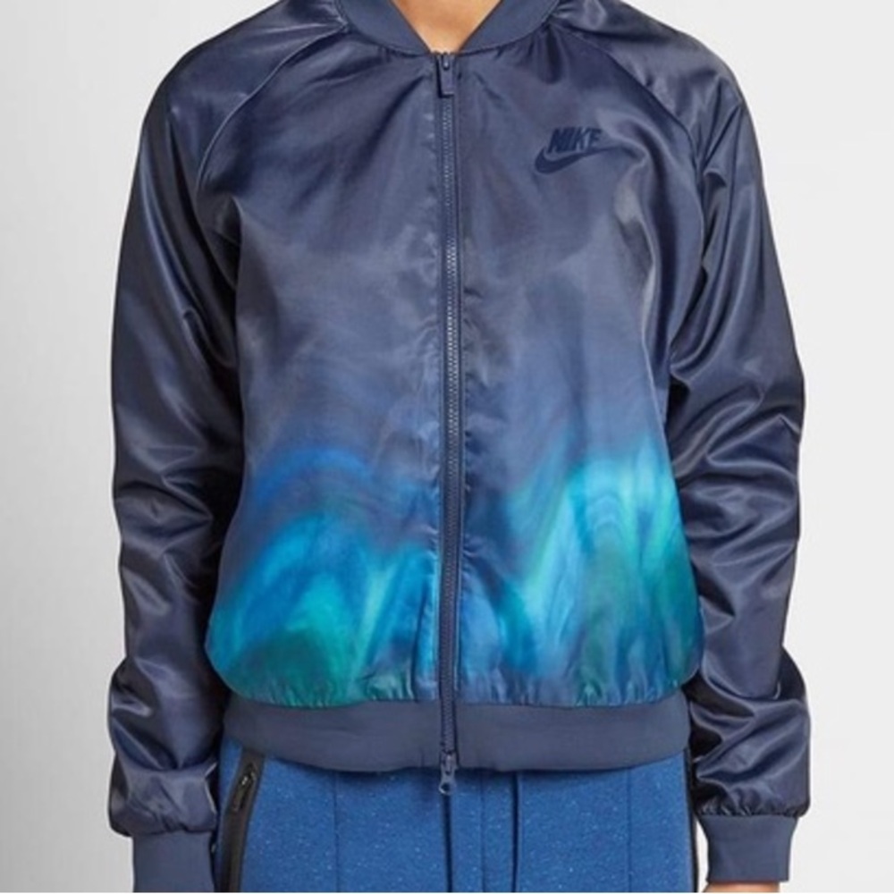Nike Northern Lights Bomber Jacket – Blue, Size Medium 🌌